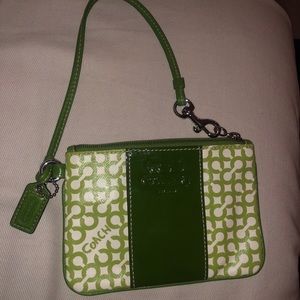 Coach Green Logo Wristlet NWOT
